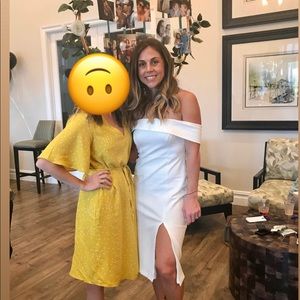 off-shoulder body con dress (LuLu’s)